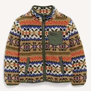 Old Navy Sherpa Fleece Fair Isle Full Zip Jacket Coat Boys 5T